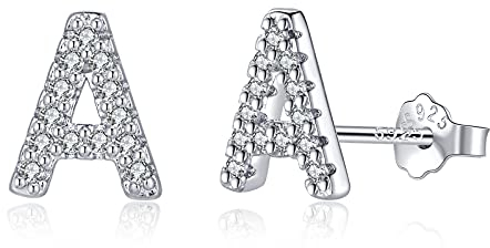 Buchstabe Ohrringe Silber 925, Initiale A Kleine Ohrringe für Mädchen Damen Geburtstag