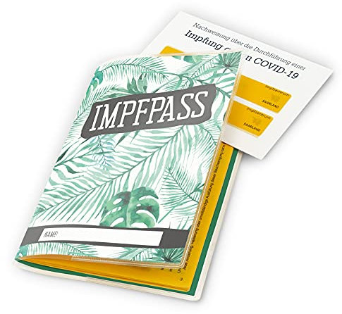 itenga Design Impfpasshülle Motiv Palmenblätter 196 x 134 mm transparent - Ausweishülle für Impfpass