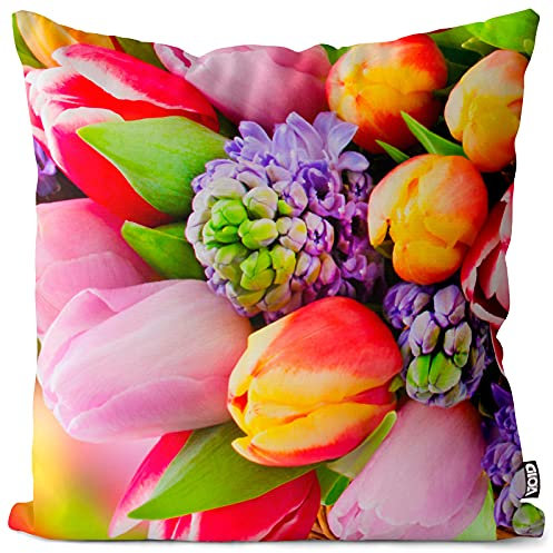 VOID Blumenstrauß Frühling Tulpen Kissenbezug Kissenhülle Sofakissen Kissen Deko Ostern Outdoor-Kissen Dekokissen, Kissen Größe:50 x 50 cm