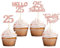 Gyufise 24Pcs Rose Gold Glitter 25th Birthday Cupcake Toppers 25 Fabulous Cupcake Picks Hello 25 Twenty Five Cupcake Picks for 25th Birthday Cake Decorations Supplies
