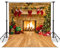 LYWYGG 12X10FT Weihnachten Kamin Hintergrund Weihnachten Bäume Hintergrund Weihnachten Abendessen Hintergrund Tuch Familie Party Dekorationen Eve Kamin Fotografie Hintergrund CP-282-1210