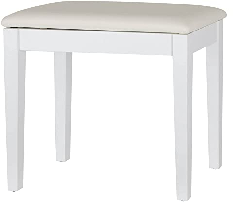 Classic Cantabile Banc de Piano avec Compartiment de Rangement modèle S Blanc Mat