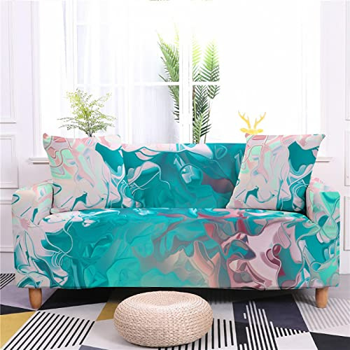 Sofa Überzug Grün-Rosa Graffiti Sofabezug Stretch Elasthan Couch überzug Abnehmbare Waschbar Sofaschoner Anti Rutsch Couchbezug Moderne Sofa Cover Universal Sofahusse Sofabezug Ecksofa 2 Sitzer