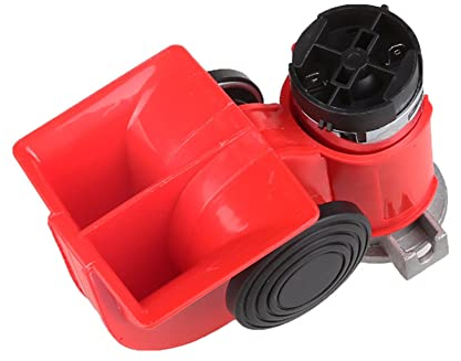 iSpchen 24V Schneckenlufthupe Auto Lufthupe Dual Tone Schneckenhorn Super laute Horn 125db elektrische Hupe Lufthorn Lautsprecher Signalhorn für PKW LKW Boot Motorrad,rot
