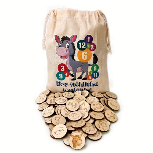 Das Eselspiel | 121 Spielsteine aus Holz | Hand-Made | 2-6 Spieler | Anleitung | Gesellschaftsspiel | Lernspiel | Familienspiel | Merkspiel|
