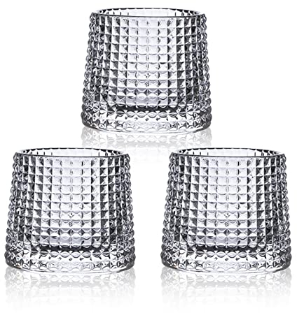 HolaJia Flachboden- Whisky gläser aus Kristall gläser – Premium 5OZ Whiskey Gläser - Alkohol Gläser - Rumgläser Kristall - Old fashioned Glas - Whisky Glas - Tumbler Glas (Kristallgitter)