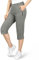33,000ft Women's Capri Golf Trousers Casual Quick Dry UPF 50+ Lightweight Quick Dry 3/4 Cargo Pants Hiking Shorts with Pockets Grey-Green UK 14