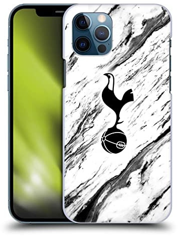 Head Case Designs Officially Licensed Tottenham Hotspur F.C. Black And White Marble Badge Hard Back Case Compatible With Apple iPhone 12 / iPhone 12 Pro