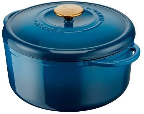 Tefal Pierre Gagnaire Cocotte en fonte d'acier dia 25 cm, 5 L, Induction, Couvercle spécial condensation, Rétention de chaleur, Mijotés, Cuisson douce, Caramélisation, Héritage Bleu Alpes E2610404