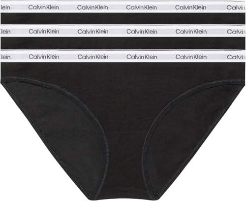 Calvin Klein Damen 3er Pack Slips Bikini Form Baumwolle mit Stretch, Schwarz (Black/Black/Black), 3XL