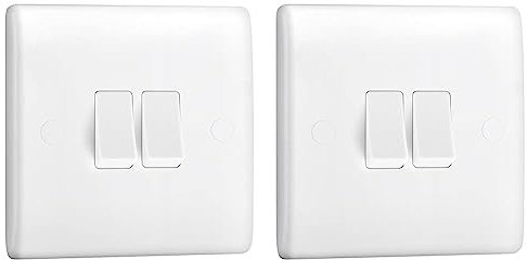 BG Electrical 842-01 Double Light Switch, White Moulded, 2-Way, 16AX (Pack of 2)