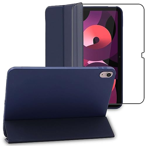 ebestStar - Cover per iPad 10.9 (2022) Apple, Custodia Silicone Protezione Flip Magnetica, Slim Case Sottile, Blu scuro + Vetro Temperato