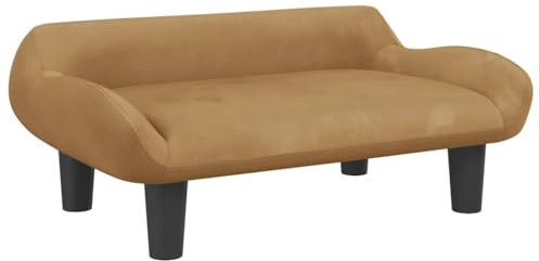 vidaXL Hundebett, Hundekissen mit weicher Polsterung, Hundesofa Hundecouch für kleine Hunde Haustiere, Haustierbett Katzenbett, Braun Samt