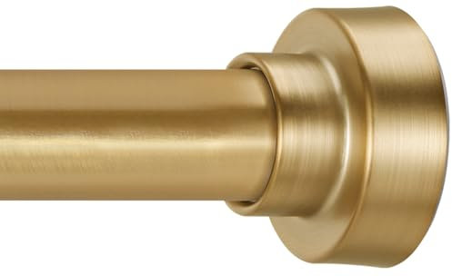 YNL Barra de cortina de ducha de 34 a 82 pulgadas con 12 anillos de cortina de ducha, barra de ducha dorada ajustable sin taladrar, antideslizante, nunca se oxida, acero inoxidable, adecuada para