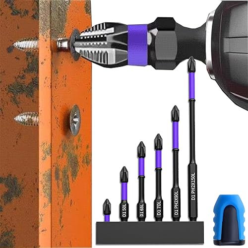 Warmyard Magnetic Screwdriver Bits, D1 Anti-Slip and Shock-Proof Bits with Phillips Screwdriver Bits, Upgraded High Hardness and Strong Magnetic Bit, D1 Impact Driver Bit Set (1Set 6PCS)