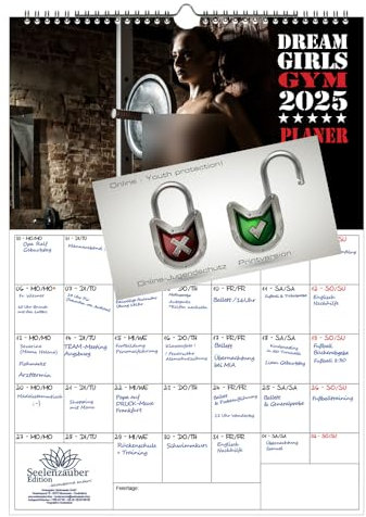 Sexy Girls Gym Fintess Sport Girls DIN A3 Kalender Hochformat für 2025 Erotik - Seelenzauber
