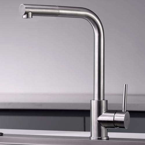 IMEX - Grifo de Cocina Extraible | Grifo Monomando Fregadero | Griferia de Cocina con Mangera Flexible 360º | Serie Malta | Color Acero S316