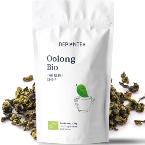 THÉ BLEU OOLONG BIO 100g (50 Tasses) | Thé Oolong en Vrack Tie Guan Yin de Chine REPLANTEA