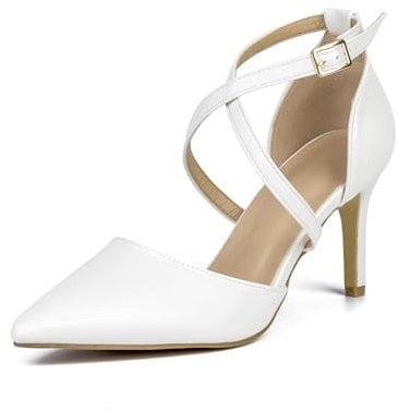 Hoefirm Damen Pumps High Heels Sexy Riemchenpumps Elegante Schuhe mit Absatz Stiletto Spangenpumps Schuhe Sommer Pumps Weiß 40