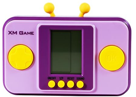 TAQY Kreativitäts Handheld Spielkonsole aus Bausteinen Retro-Stil 26 Bausteinspiele Einstellbares Level/Geschwindigkeit ​​ Weiche Silikonknöpfe Panzerschlacht Elektronisches Spielzeug (Purple)