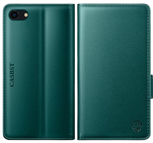 CASBST for iPhone 7, iPhone 8, iPhone SE 2022/2020 Case, Kickstand Flip Leather Wallet Book Case with Card Slots Shockproof Magnetic Closure Protective Phone Case Cover for iPhone 7/8/SE - Green