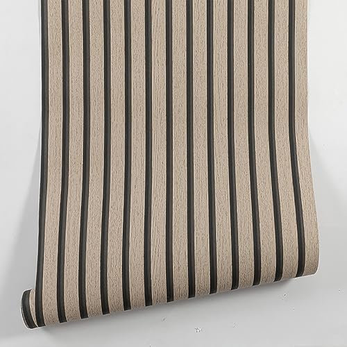 Swehooirt Oak Brown Wallpaper for Living Room Feature Wood Slat Wallpaper Oak Wood Effect Wall Paper Roll Bedroom for Adults Retro Panelling Lounge Wooden Wall Panels