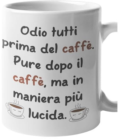 fashwork Tazza divertente Odio tutti prima del caffé ironica simpatica Mug 11oz