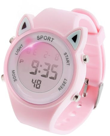 Joynine Montre Enfants Fille Montre Digitale Enfant 30M Étanche Numérique Sport Montre Ado Dille Dessin Animé 3D Montre pour Enfant LED Rétro Eclairage avec Oreilles de Chat pour Filles de 3 à 12 Ans