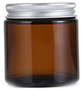 1 paquet de bocaux ronds en verre ambré vides avec couvercles blancs, récipients cosmétiques vides, bocaux en verre parfaits pour les cosmétiques et les lotions à la crème pour bougies (100 ml), bocau
