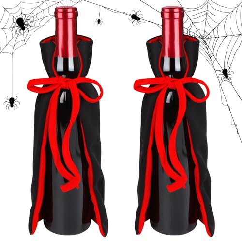 LOMIMOS Vampire Halloween Wine Bottle Cover,2pcs Dracula Halloween Wine Cover for Ghost Festival Dinner Ornament Hostess Best Party Table Decor