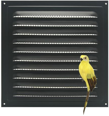 Copertura per ventilazione in metallo, griglia di ventilazione, prese d'aria quadrate, copertura a griglia, protezione dagli insetti, prese d'aria per bagno, ufficio, casa, cucina, nero, 20 x 20 cm