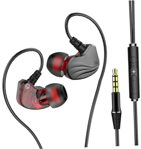 UKCOCO Ear Earphones with Subwoofer Stereo Bass Ergonomic Fit for Gaming Sports Compatible with Devices Flexible Tangle Design