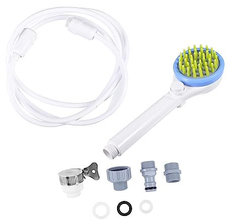 Dog Shower Sprayer Massaging Brush with 2m Hose Blue Abs | Multi Functional Design, Gentle for Skin, Pet Bathing Use, Compatible with Dogs and Puppies