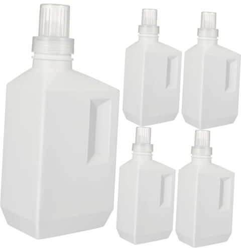 VALICLUD Lot de 5 Bouteilles de Lessive Rechargeables 500ml en Pe Blanc, Légères et Compactes, Maison Voyages