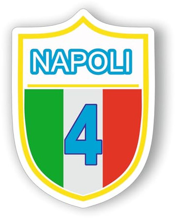 AMA SHOP Kit adesivi in pvc Napoli campioni d'Italia 4°mod 2 scudetto adatto per auto, moto,casco,tablet composto da uno sticker da 10 cm +4 sticker da 5 cm