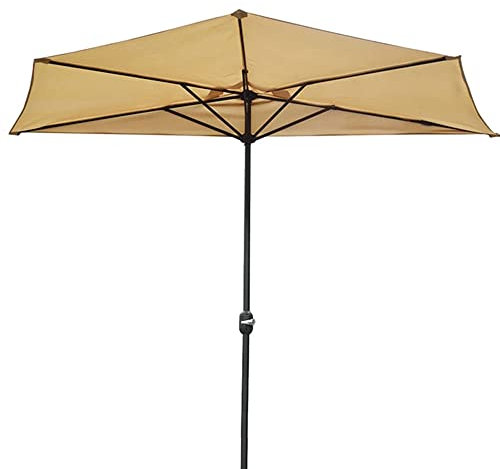 MYUYEE Halbrunder Sonnenschirm 3 m für die Terrasse oder den Außenbereich mit Kurbeldesign an der Wand für Terrasse Garten und Deck,