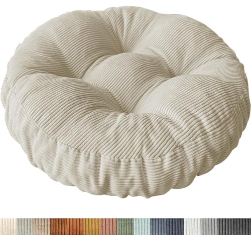 PHUSTJKL Sitzkissen Rund, 30x30 cm rutschfest Waschbare Sitzpolster Bequemes Stuhlkissen 10 cm Dick Waschbare Cordstoff Stuhlauflage, für Indoor Küchen Garden Holzstühle