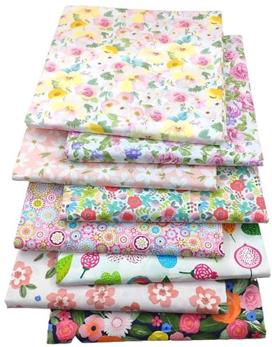 Morbuy Stoffe zum Nähen,8PC Baumwolle Patchwork Stoffe Paket, Nordische Rose Stoff zum Nähen Stoffpakete für Nähen Quilten DIY Dekoration Basteln Handwerken Party Dekoration (Bunt,40x50cm)
