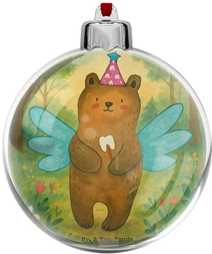 Mr. & Mrs. Panda Weihnachtskugel Kunststoff Bär Zahnfee Design - Geschenk, Erster Zahn, christbaumkugeln, Fee, Milchzahn, christbaumkugel, weihnachtsanhänger, Teddybär, weihnachtskugeln