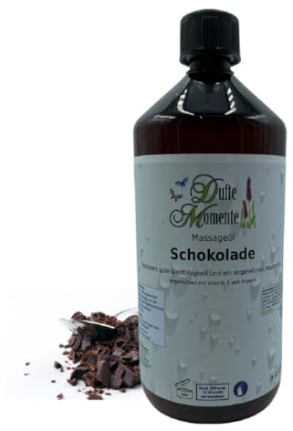 Dufte Momente Massageöl Schokolade – 1 Liter – Pflanzenölbasis mit Schokoladenduft – sinnlich & pflegend – für Massage & Wellness – vegan & Made in Germany