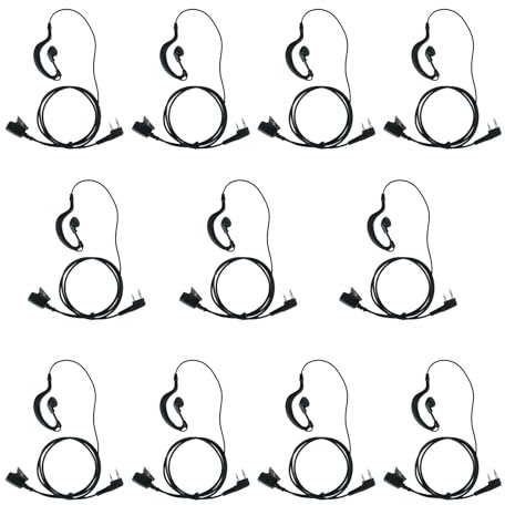 Earpiece Headset Compatible with Baofeng UV-5R, Kenwood TK-3107 2-Way Radio | G-shape earpiece with PTT mic. 10-pack, Ideal for security, event, outdoor , compatible Baofeng/Kenwood walkie talkies radios