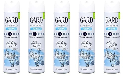 5x GARD Haarspray Normal mit Bambus-Extrakt Für Normales Haar,Vegan ohne Silikon,normal starken Halt & bewahrt die natürliche Lebendigkeit des Haars,ohne Rückstände zu hinterlassen,250ml (5er Pack)