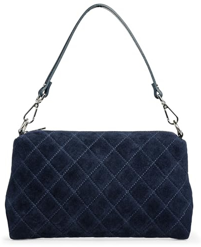 Caspar Samtweiche Wildleder Handtasche Damen Leder Clutch & Umhängetasche mit verstellbarem Schultergurt - PREMIUM LINE - Modell No.856 - Made in Italy