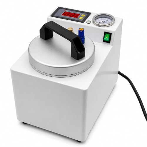 Máquina de polimerización a presión de 65 W, olla de reparación dental con manómetro | Olla de presión de laboratorio sellada con mango ergonómico, calibre 3 kg/cm³ y ajustes recomendados a 50 °C, 30 minutos.