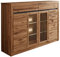 MASSIVMOEBEL24.DE | MONTREUX - massives Highboard Natur, geölt | Zerreiche | 170x45x125 | 2 Glastüren - 2 Holztüren - 2 Schubladen | Wohnzimmerschrank, Hochkommode