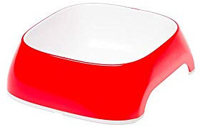 Ferplast Cat Bowls GLAM, Non-Slip Rubber Base, Food and Water Plastic Small Dog Bowl Easy to Clean, 0,2 Liter, Red