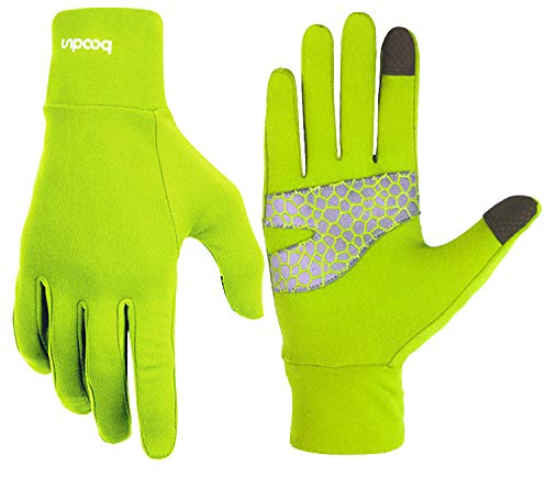 BOODUN Leichte Sporthandschuhe Laufhandschuhe Running Handschuhe Slim mit Touchscreen-Funktion und Anti-Rutsch Funktion - Grün - S/M