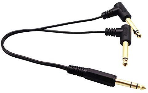 zdyCGTime Cavo splitter audio Y da 6,35mm a 2 6,35mm,placcato in oro 90 gradi 6,35mm Stereo TRS maschio a 2 (doppio) Cavo audio splitter mono Y da 6,35mm 1/4 pollici maschio TS ad.(30CM/12Inch)