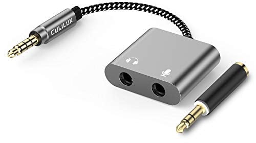 Cubilux 3.5mm Microphone Headphone Y Splitter, TRRS Male to Dual TRS Female Audio MIC Adapter for Gaming Headset, Compatible with MacBook PC Computer Tablet Smartphone Laptop PS4 PS5 Xbox One/360