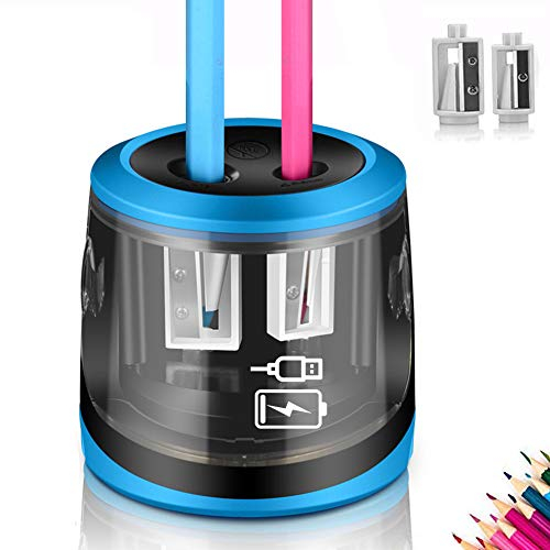 Electric Pencil Sharpeners, USB and Battery Mains Power, ARPDJK 2 Hole Heavy Duty Electronic Automatic Desktop Pencil Sharpener with Big Container for Kids Artist, Home Classroom and Office
